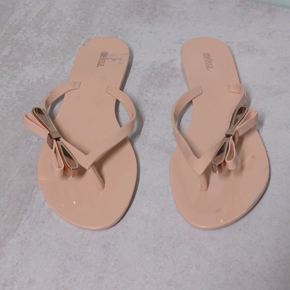 Melissa Pink Sandals Thong Flip Flop Bow – Size 10 - Picture 2 of 15